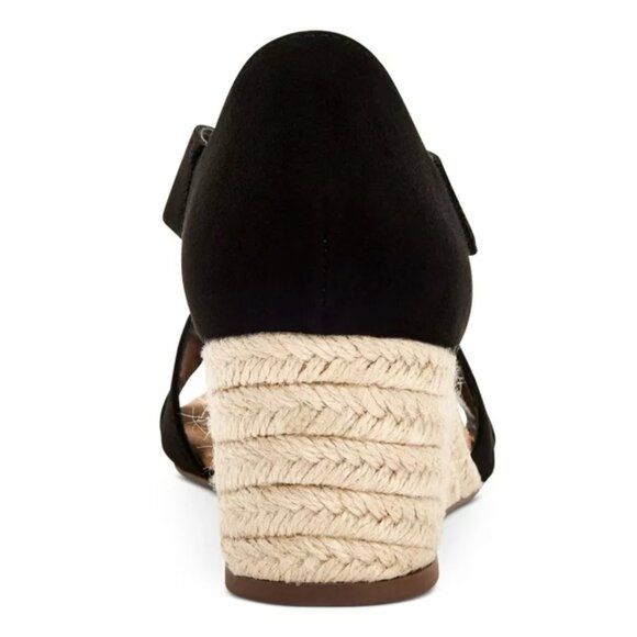STYLE & COMPANY Womens Black Criss Cross Straps Side  Style & Co Black Criss Cross Cushioned Zaddie Almond Toe Wedge Sandals NWT